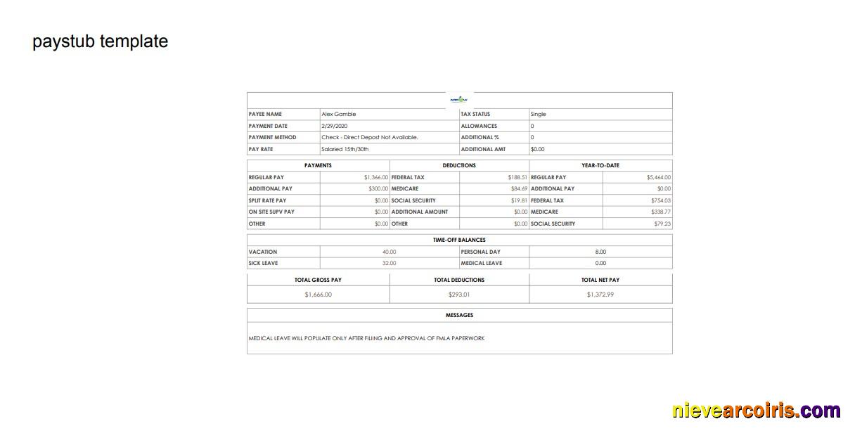 Medical leave pay stub